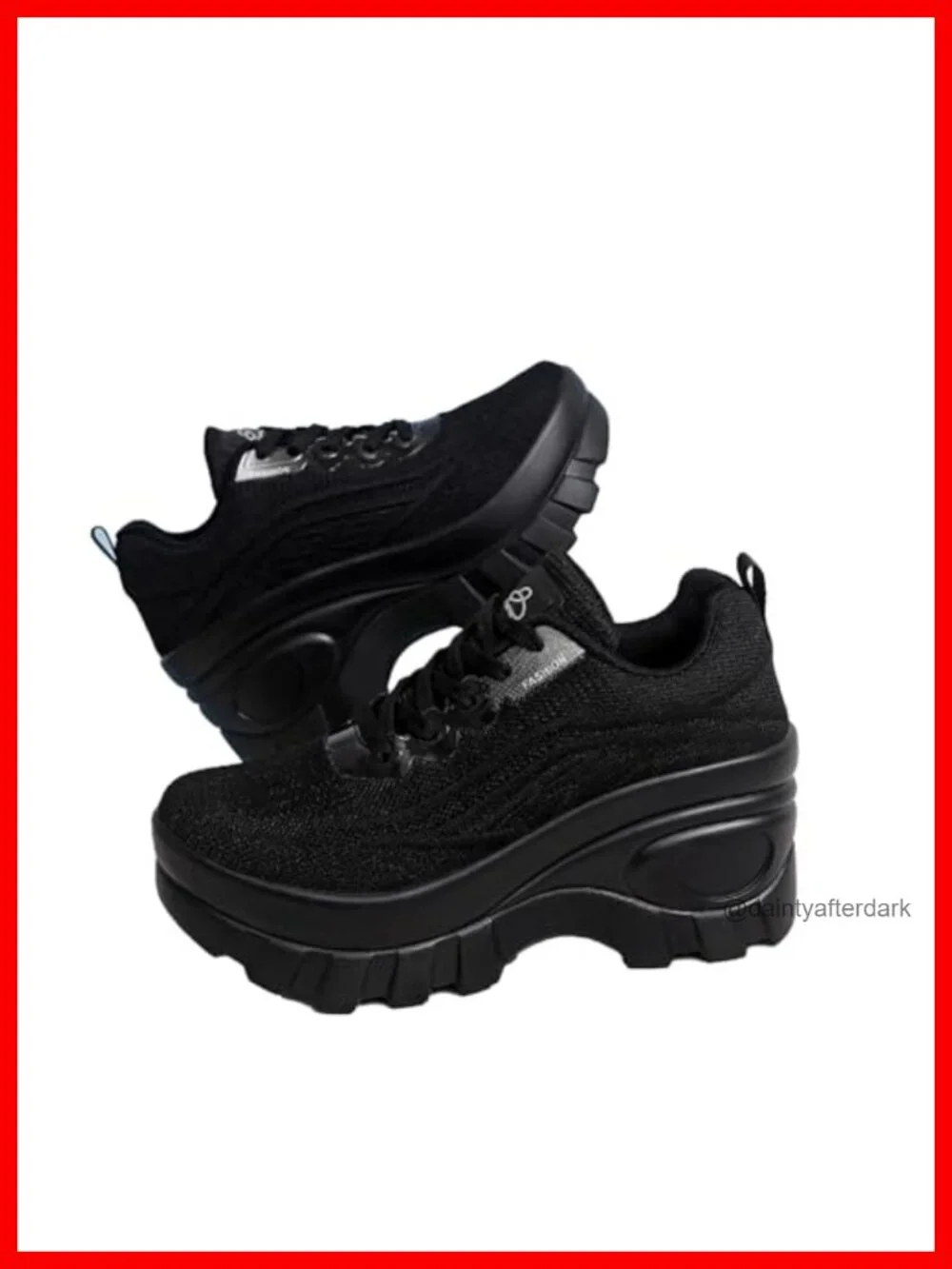 Women's Knit Chunky Platform Lace Up Fashion Sneakers Orthopedic Comfort